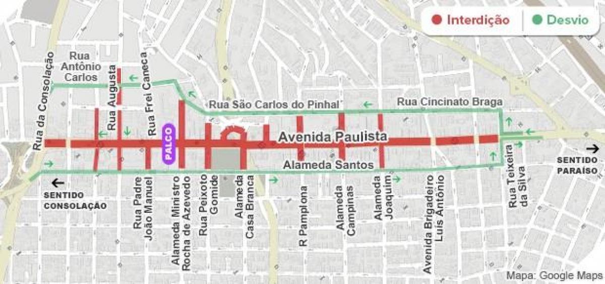 Mapa de l'avinguda Paulista de São Paulo