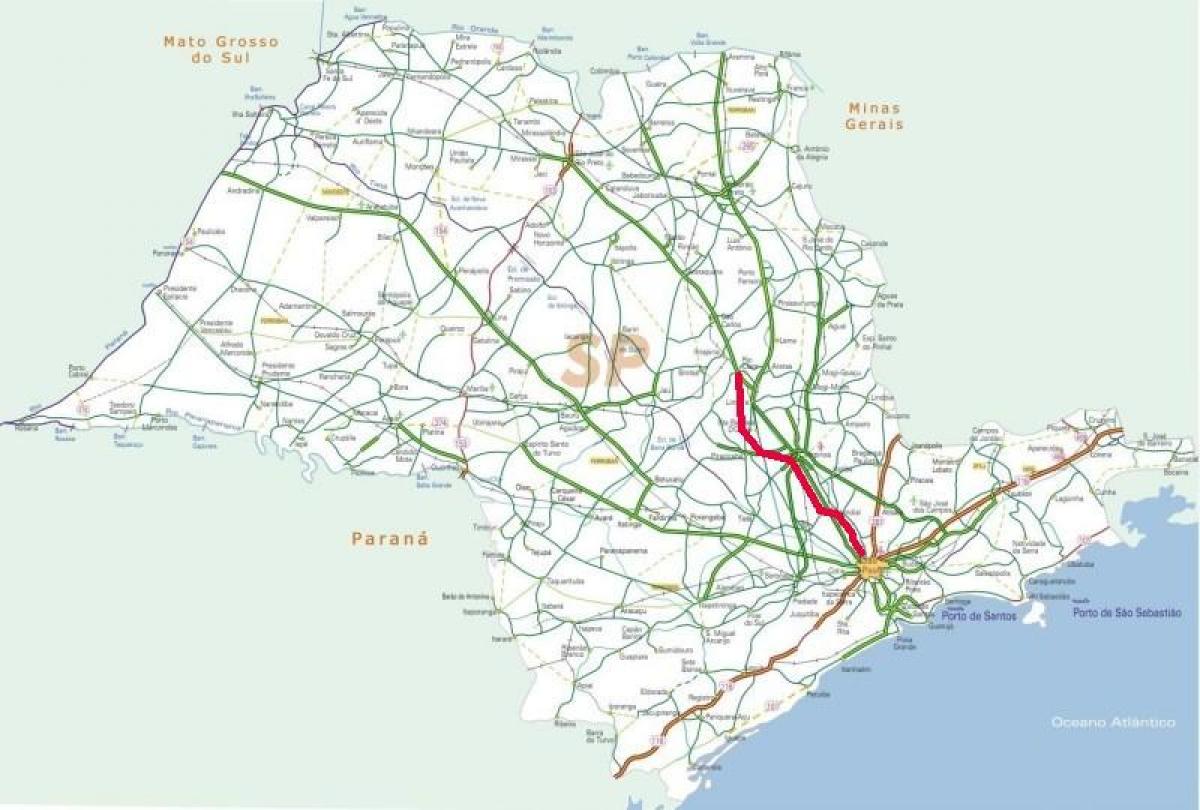 Mapa de Bandeirantes carretera - SP 348