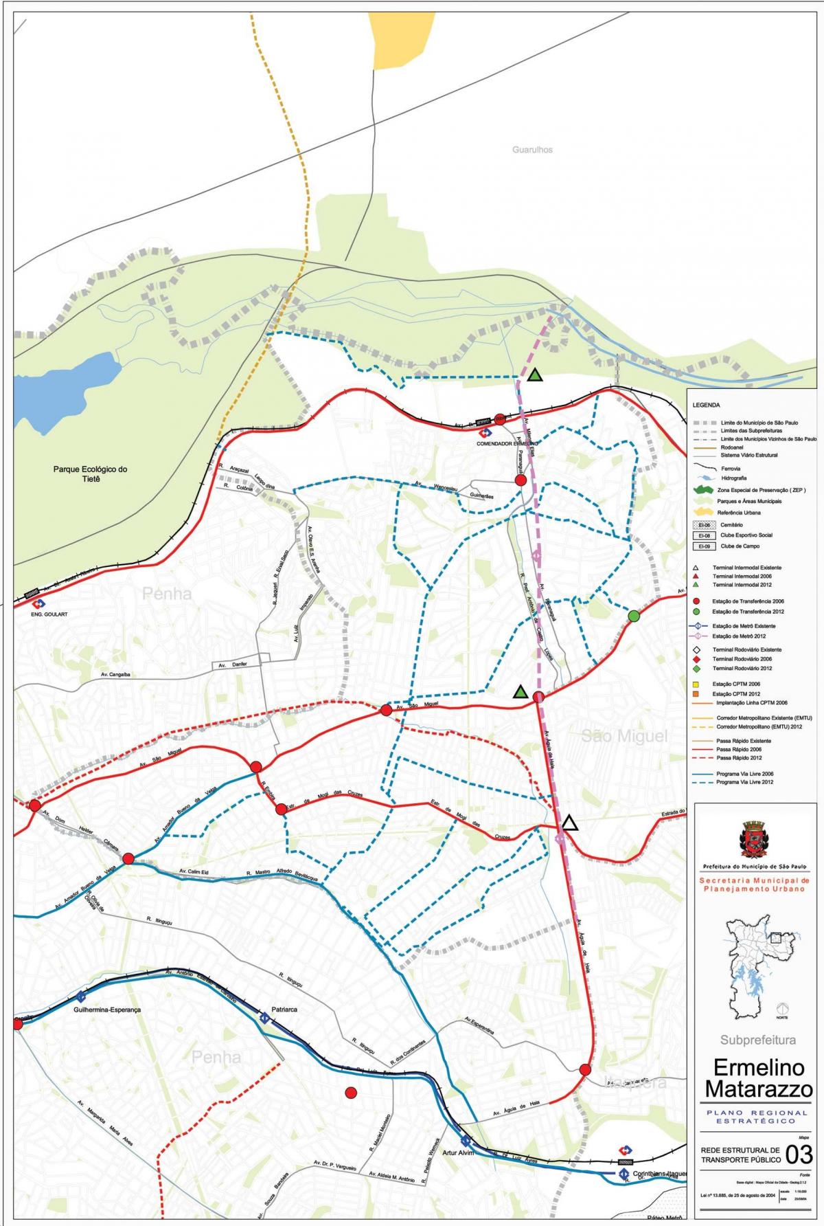 Mapa d'Ermelino Matarazzo São Paulo - transport Públic
