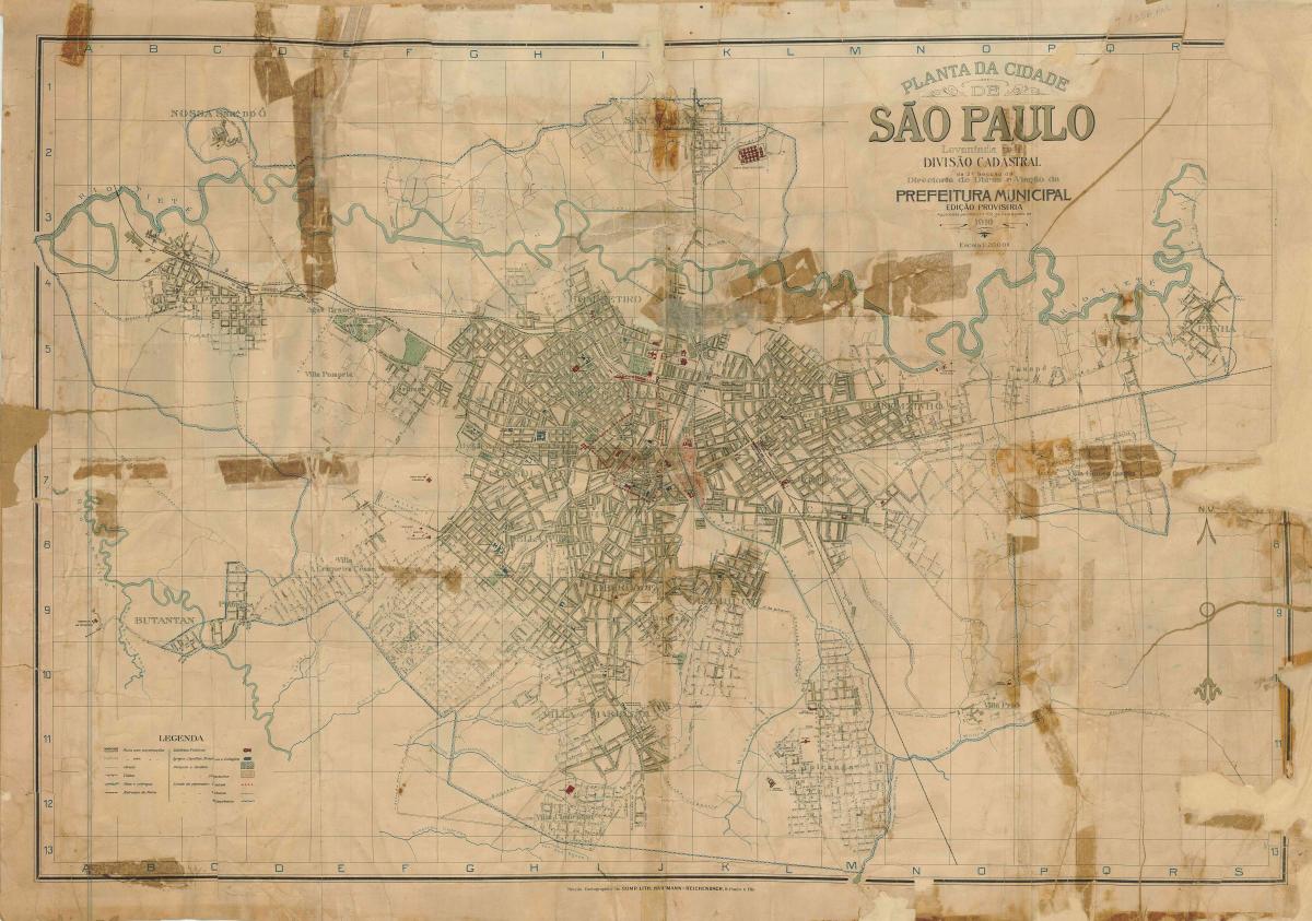 Mapa de l'antiga São Paulo - 1916