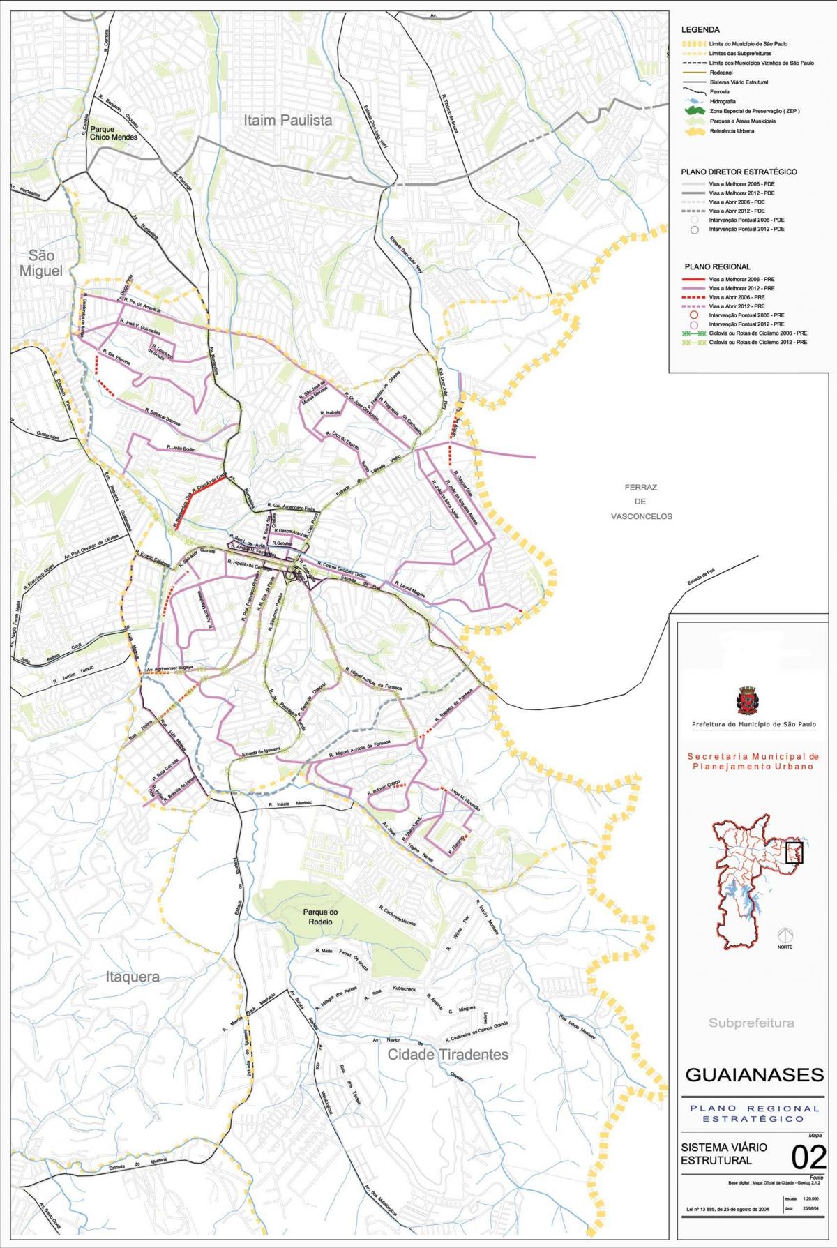 Mapa de Guaianases São Paulo - Carreteres