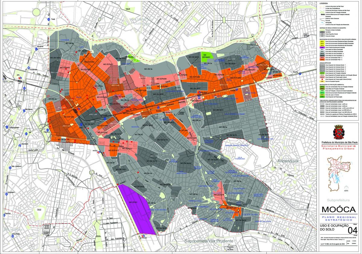 Mapa de la Mooca de São Paulo - Ocupació del sòl