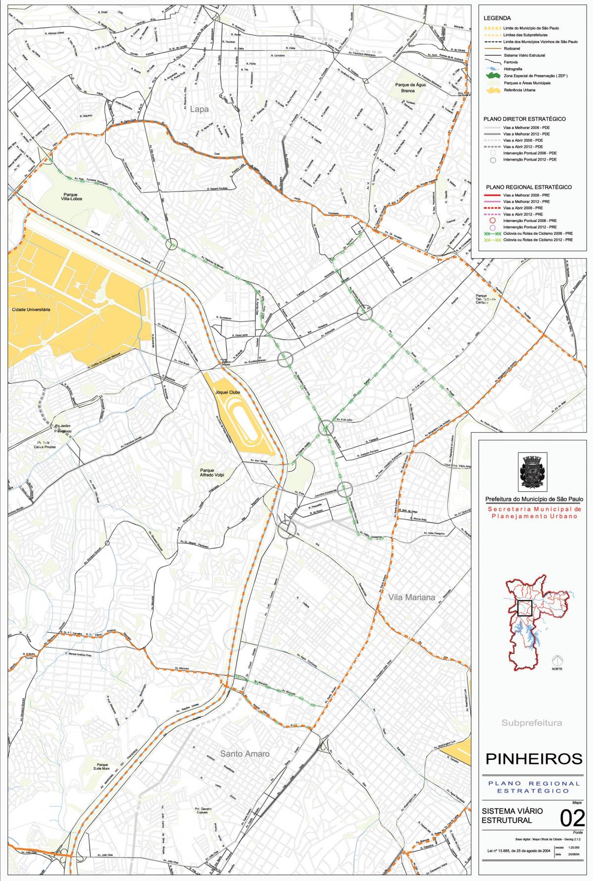 Mapa de Pinheiros São Paulo - Carreteres