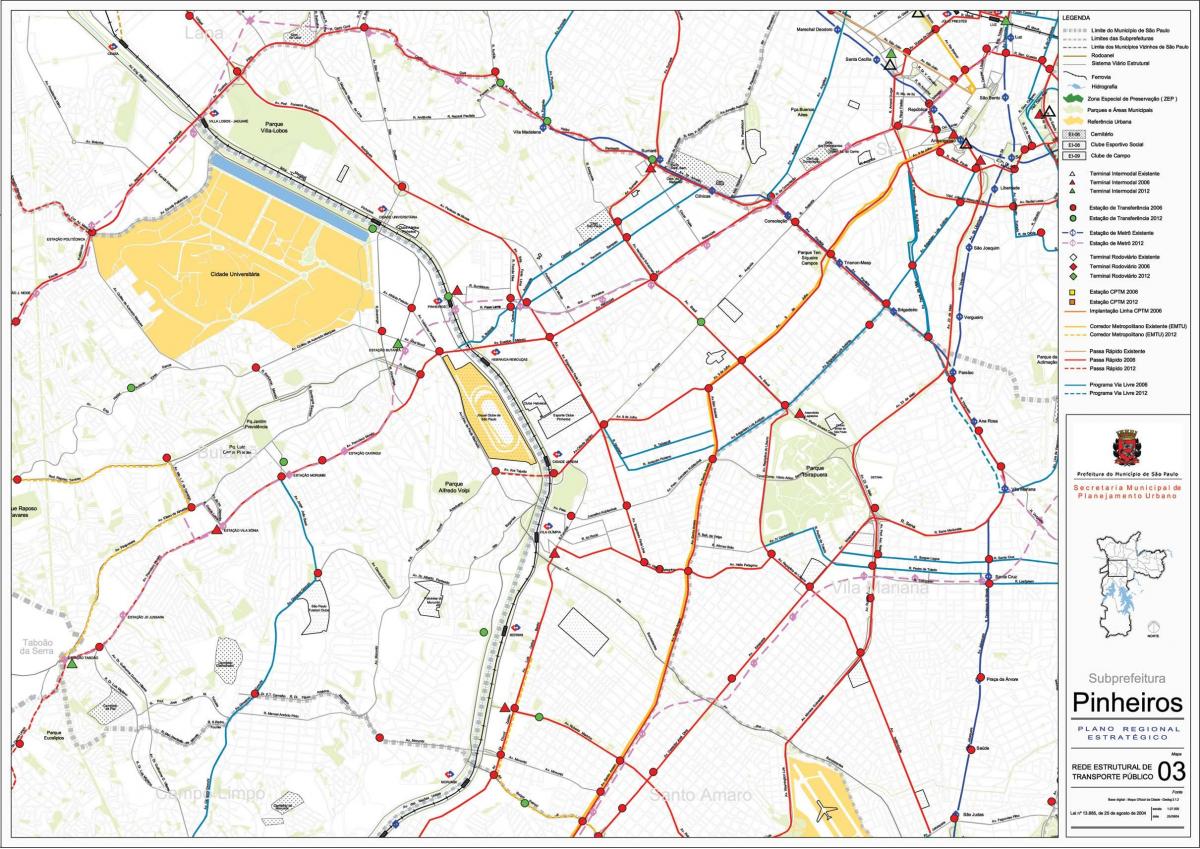 Mapa de Pinheiros São Paulo - transport Públic