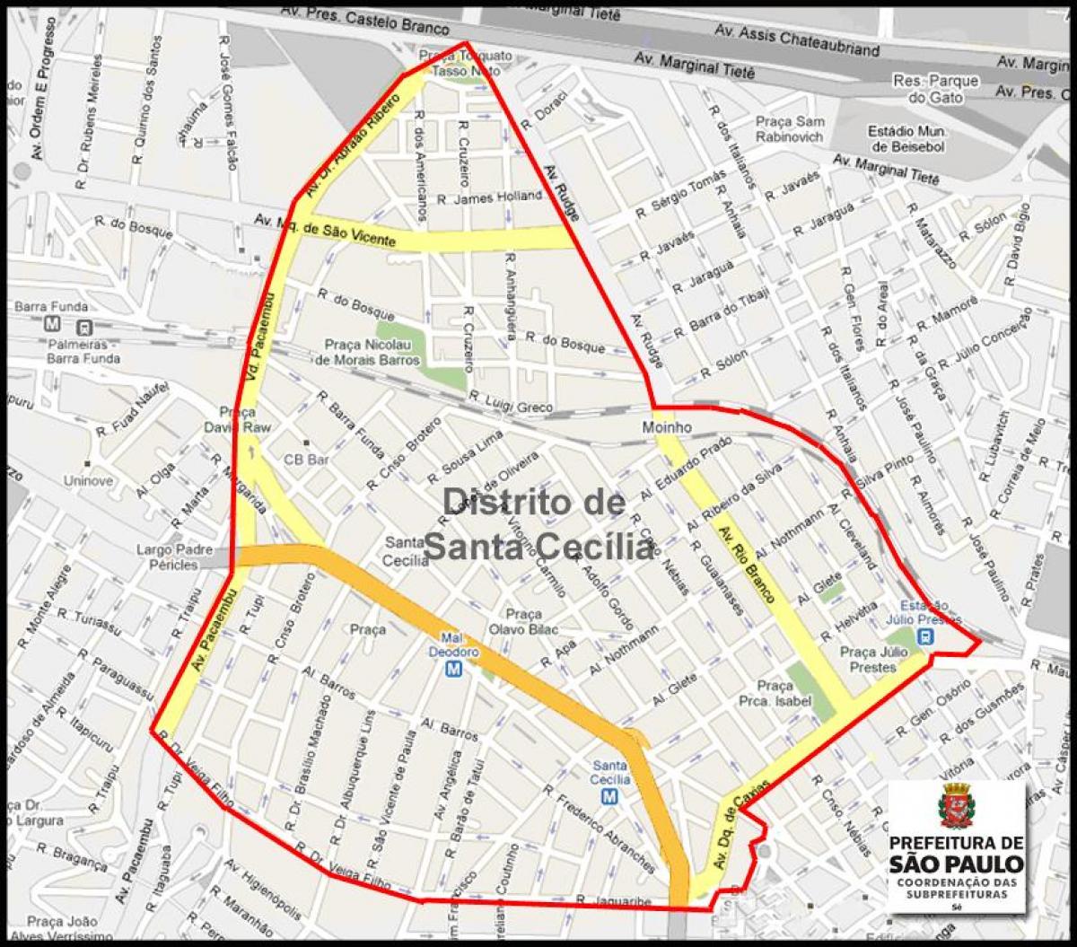 Mapa de Santa Cecília de São Paulo