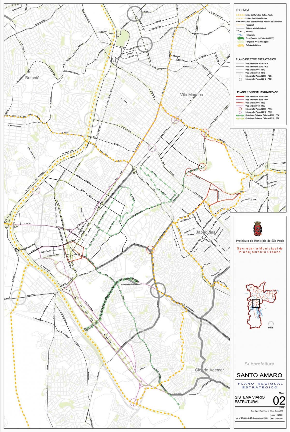 Mapa de Santo Amaro São Paulo - Carreteres