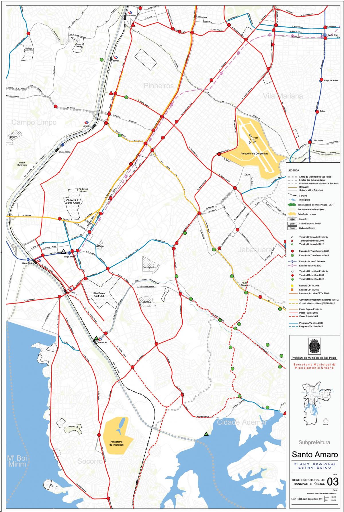 Mapa de Santo Amaro São Paulo - transport Públic