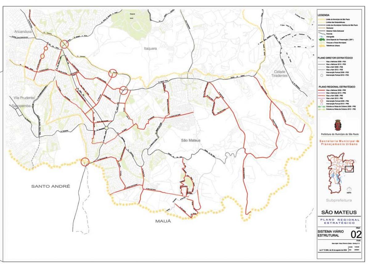 Mapa de São Mateus São Paulo - Carreteres