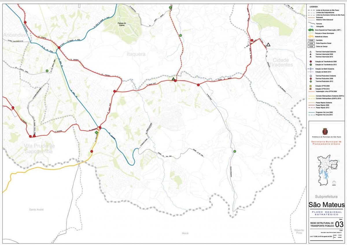 Mapa de São Mateus São Paulo - transport Públic