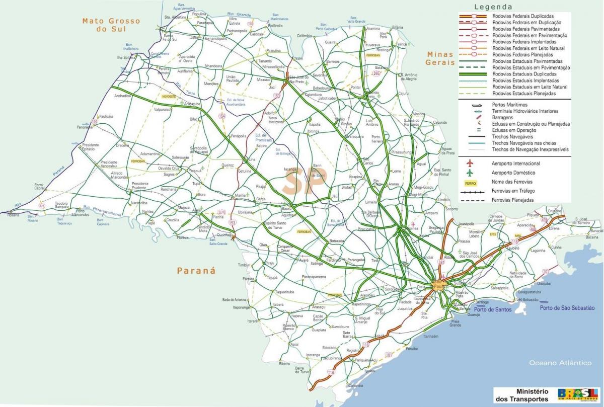 Mapa de São Paulo carreteres