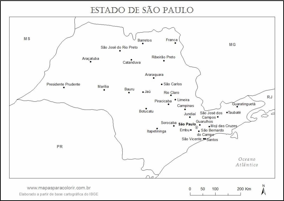 Mapa de São Paulo verge - principals ciutats