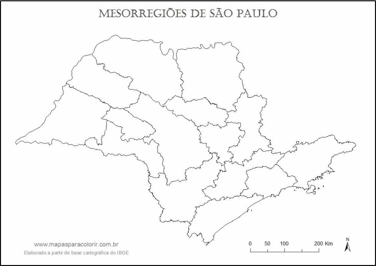 Mapa de São Paulo verge - regions