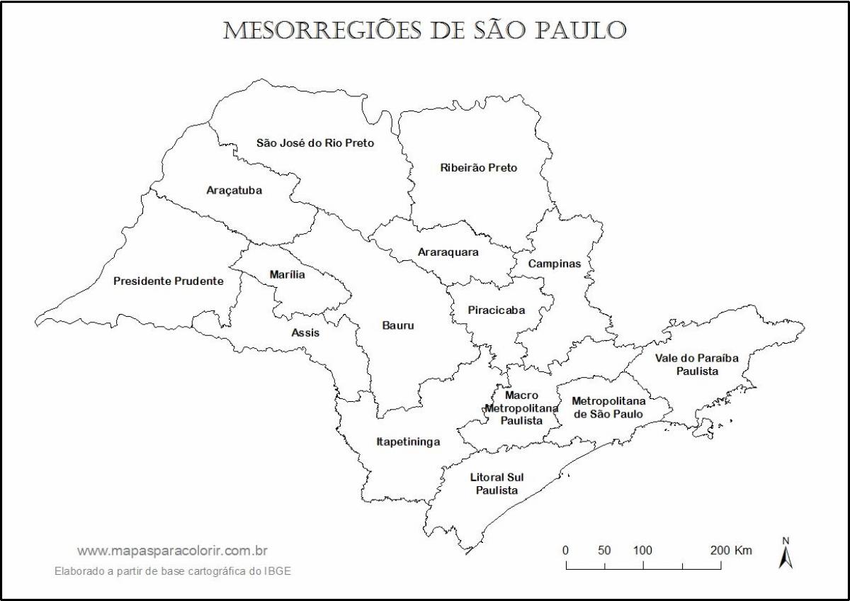 Mapa de São Paulo verge regions de noms