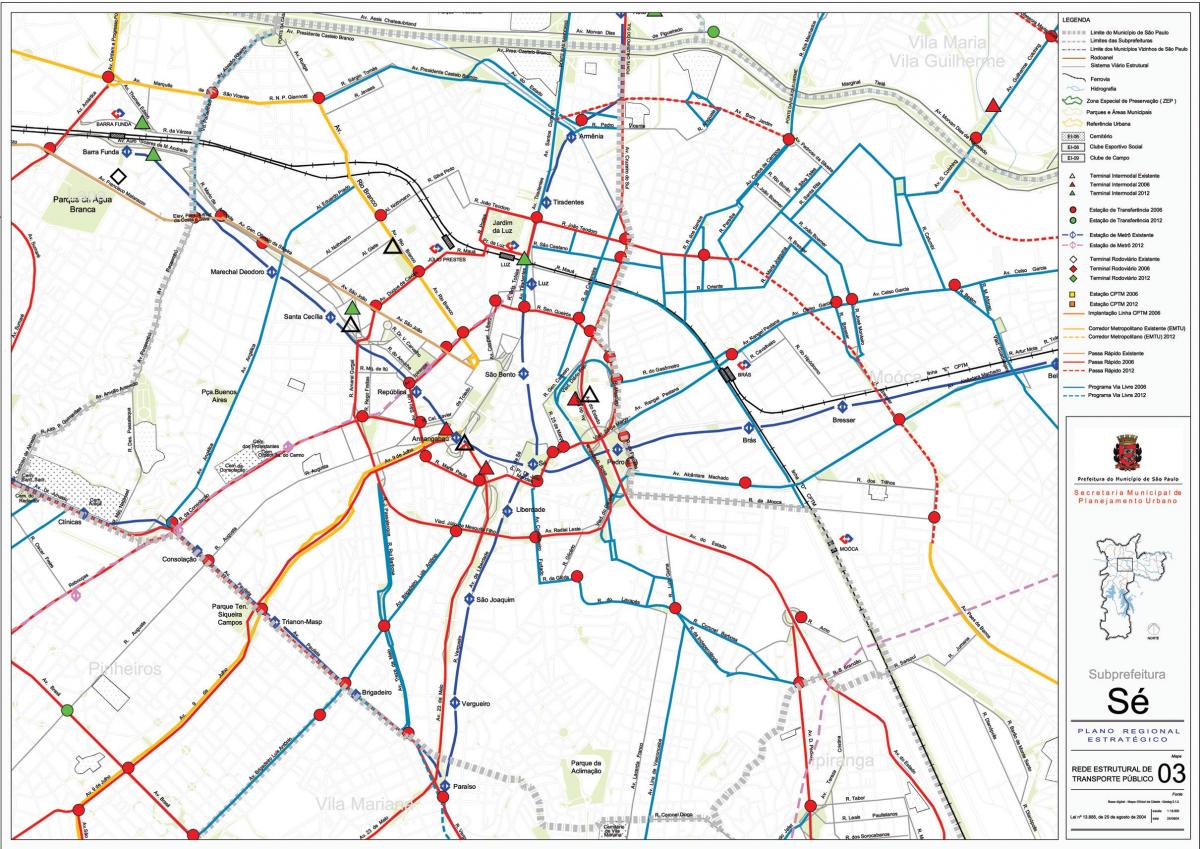Mapa de Sé de São Paulo - transport Públic