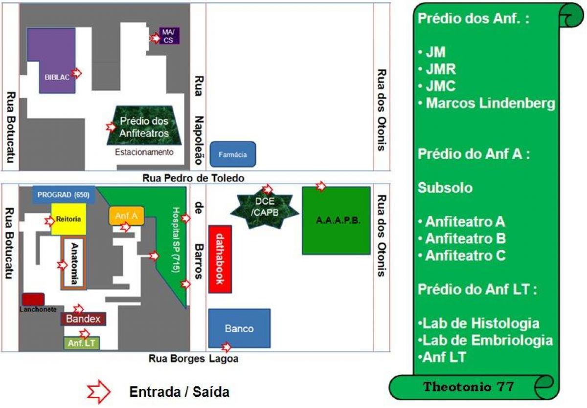 Mapa de la universitat federal de São Paulo - UNIFESP