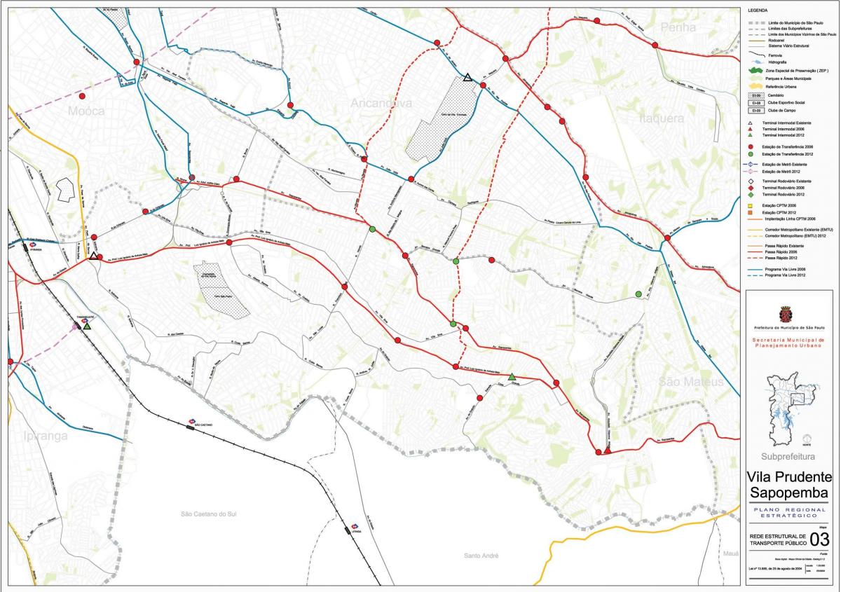 Mapa de Vila Prudente São Paulo - transport Públic