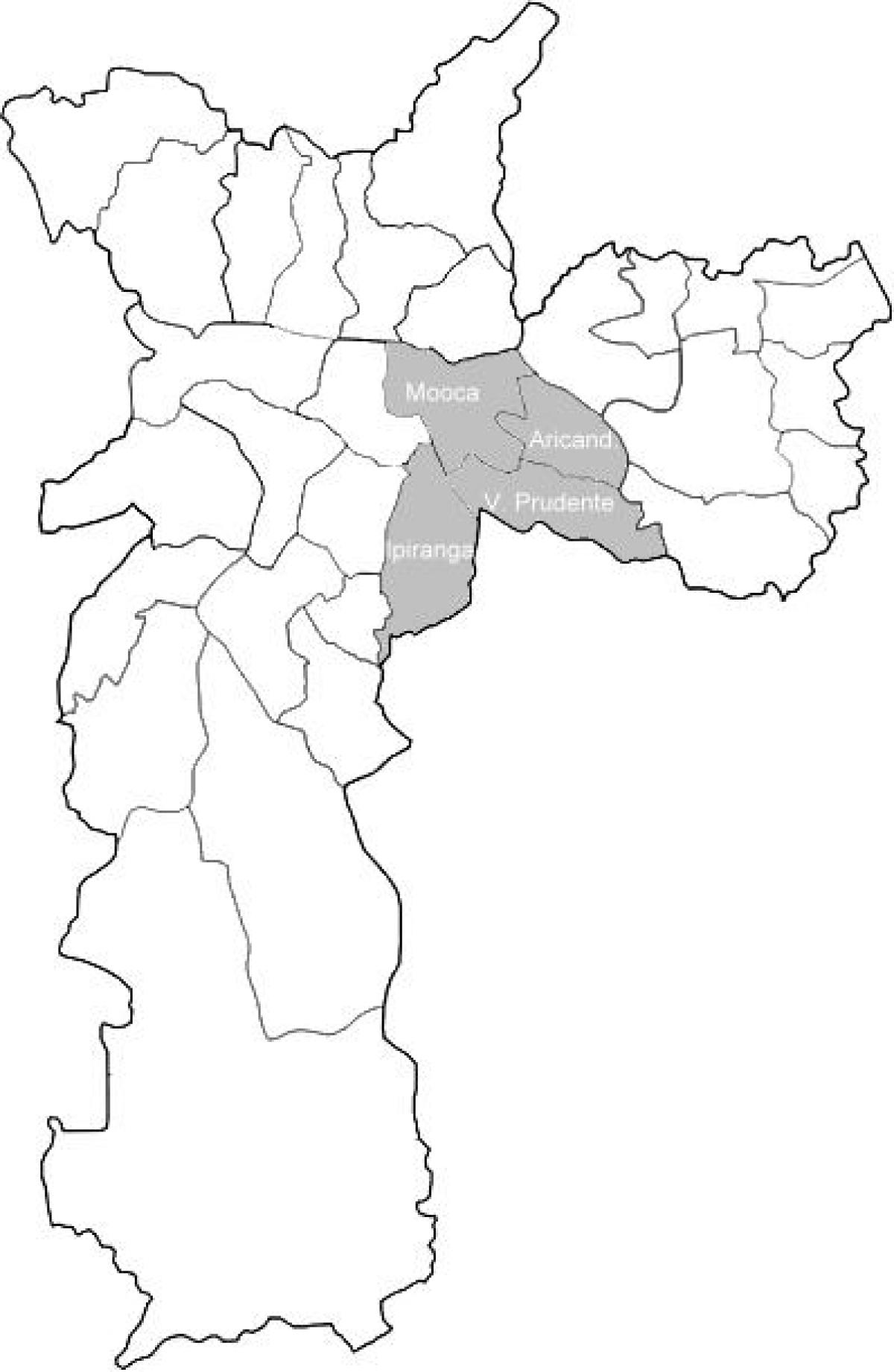 Mapa de la zona Sudeste de São Paulo