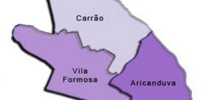 Mapa de Aricanduva-Vila Formosa sots-prefectura
