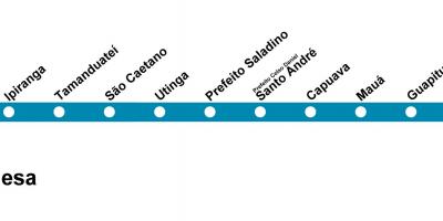 Mapa de CPTM São Paulo - Línia 10 - Turquesa