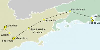 Mapa de l'alta velocitat tren de São Paulo