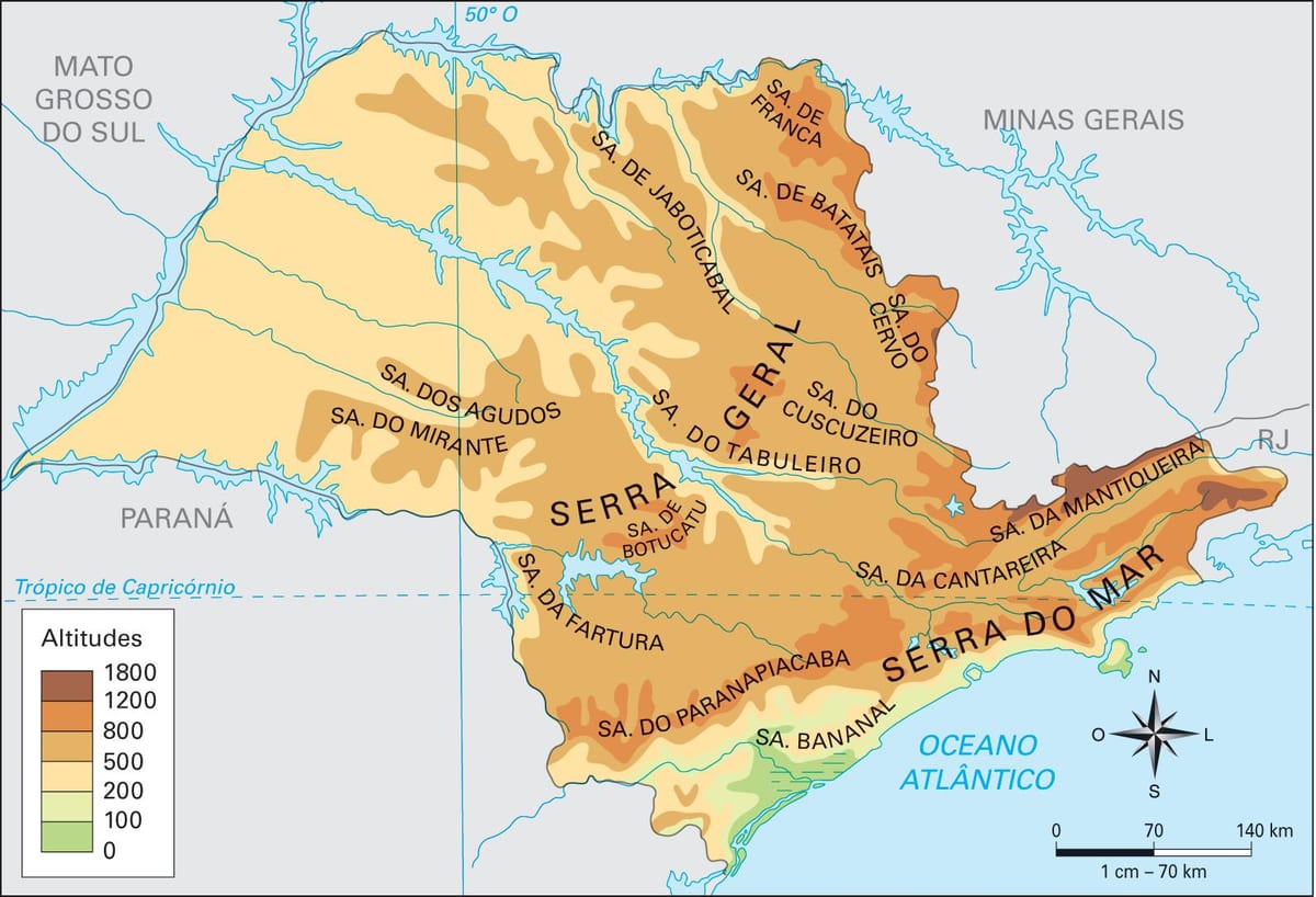 Mapa d'altitud São Paulo