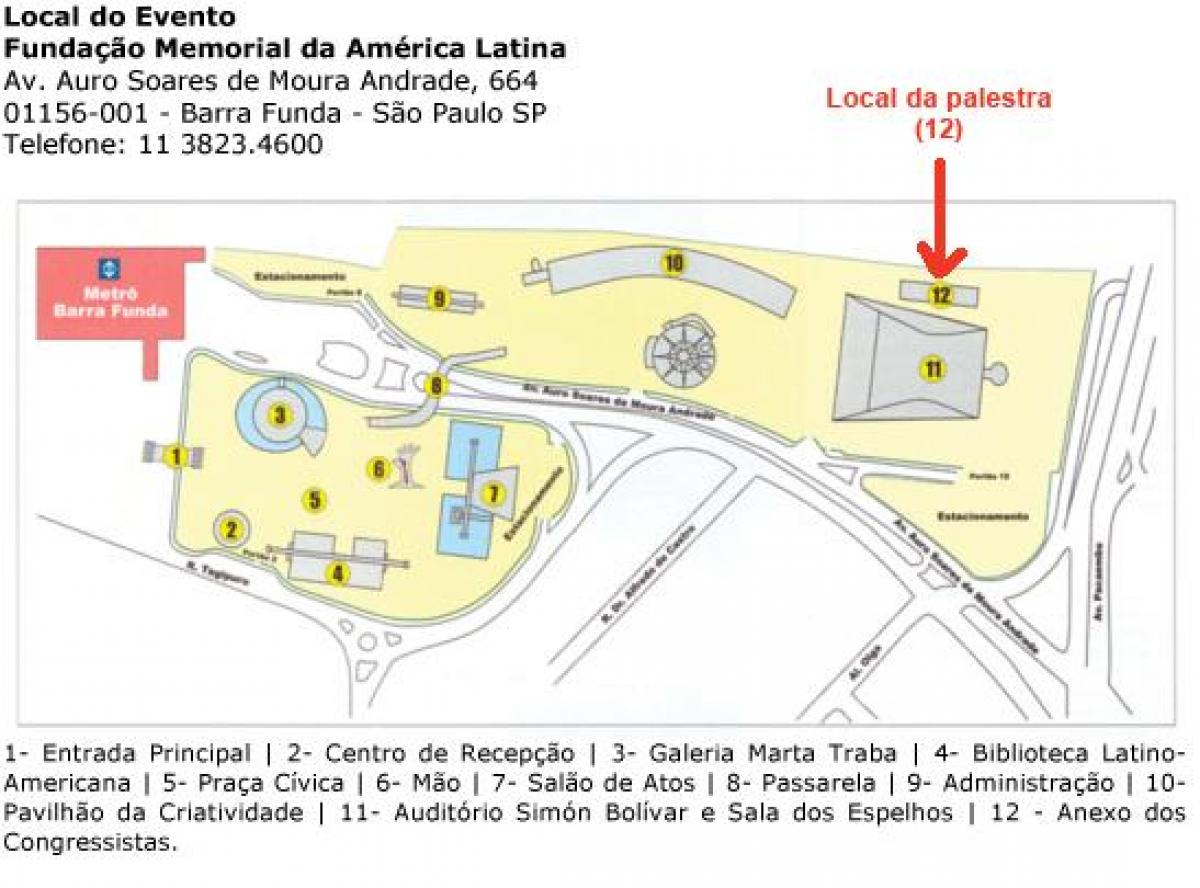 Mapa de l'Amèrica llatina Memorial de São Paulo