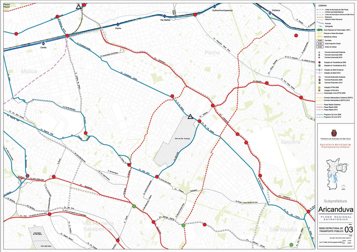 Mapa de Aricanduva-Vila Formosa São Paulo - transport Públic