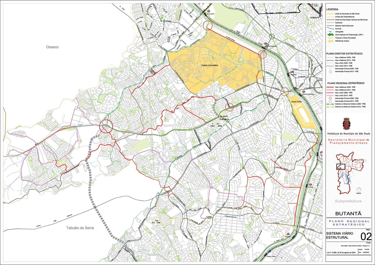 Mapa de Butantã São Paulo - Carreteres