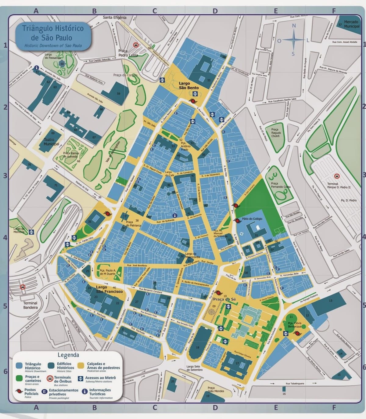 Mapa del centre històric de São Paulo