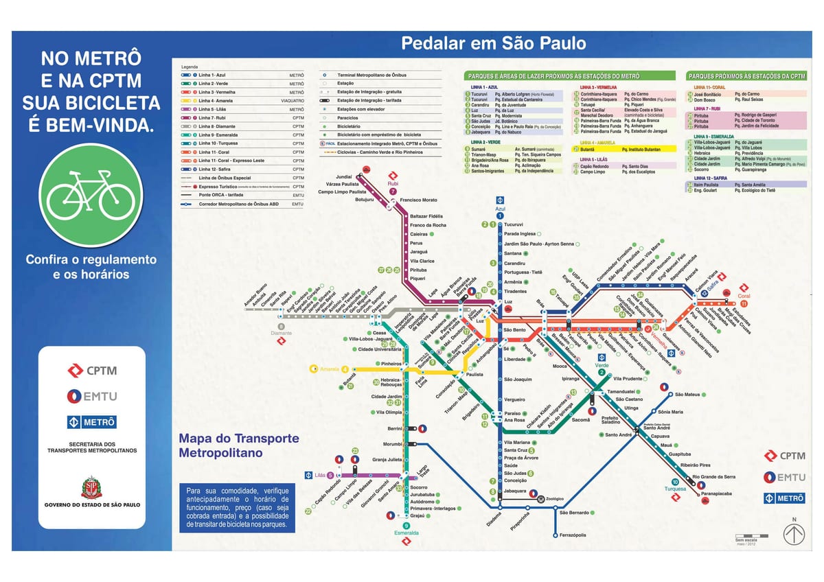 Mapa de la bicicleta guia de São Paulo