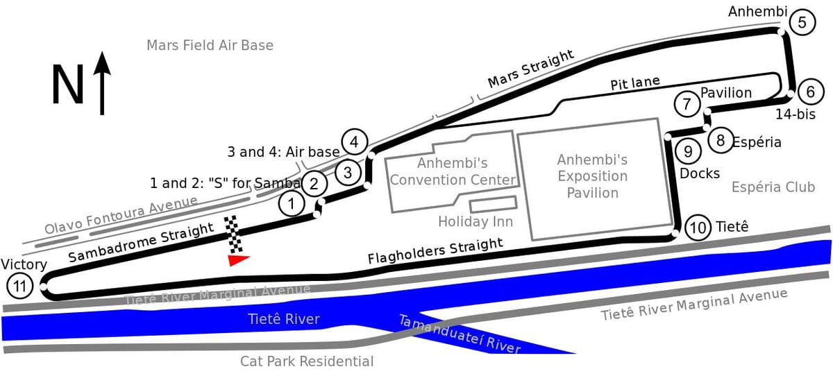 Mapa del Circuit d'Anhembi São Paulo