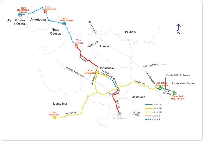Mapa del corredor metropolitano Biléo Soares