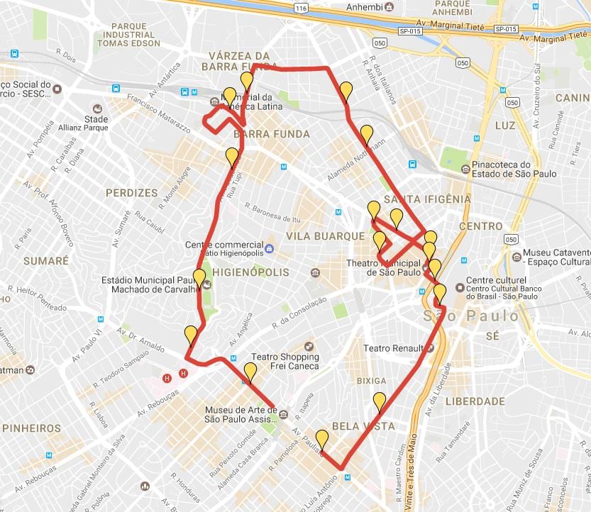 Mapa de la corrida de rejon Internacional de São Silvestre