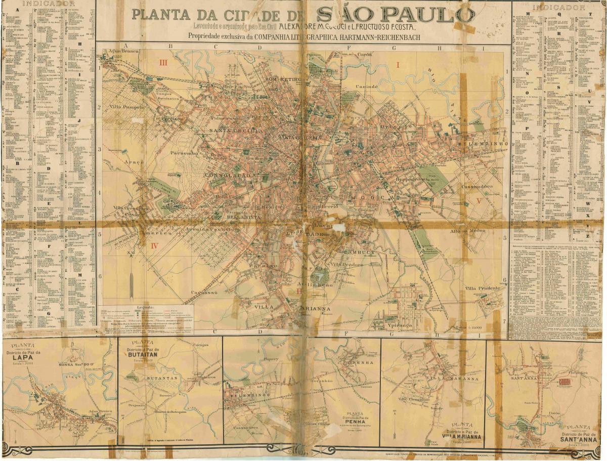 Mapa de l'antiga São Paulo - 1913