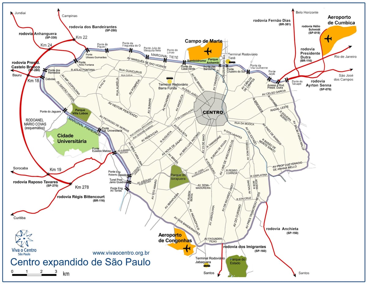 Mapa de la gran centre de São Paulo