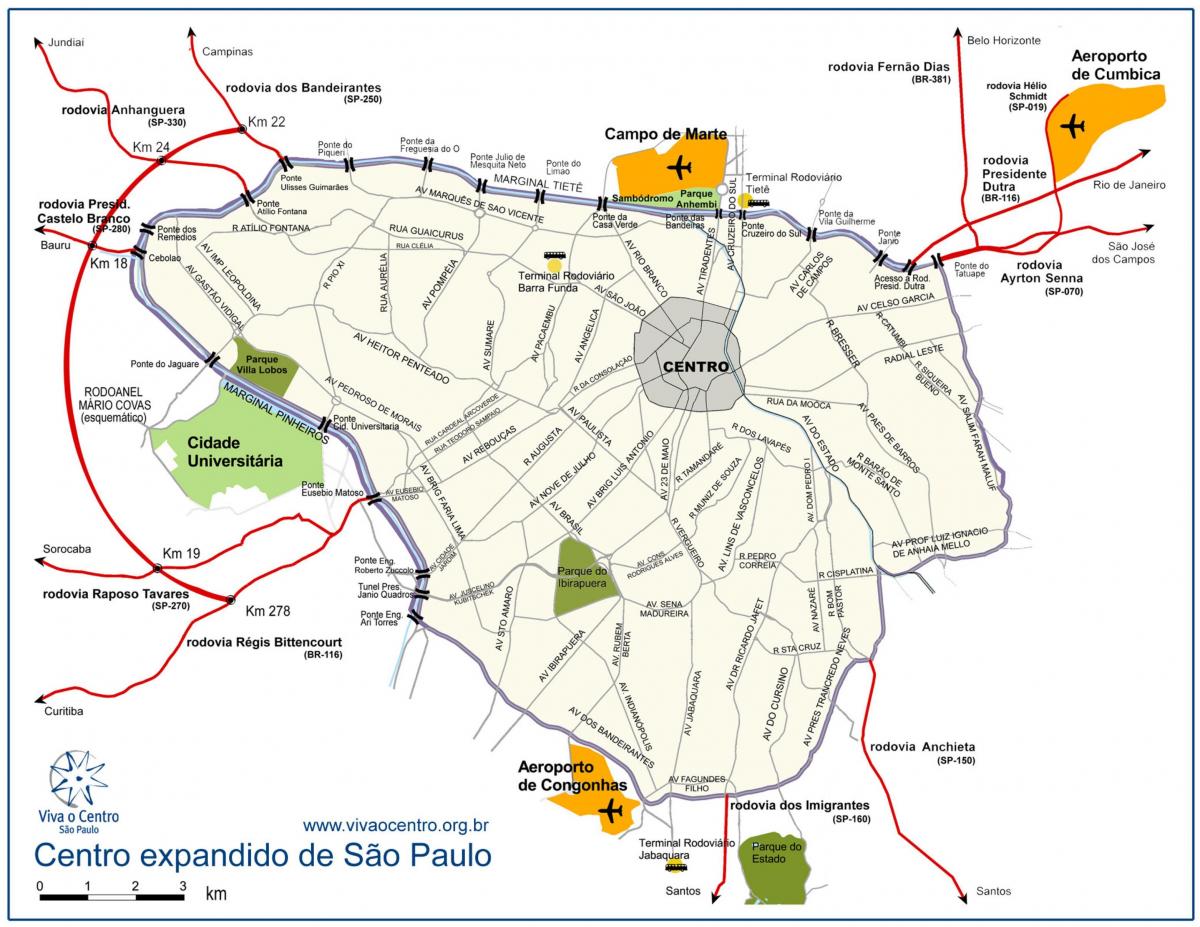 Mapa de la gran centre de São Paulo