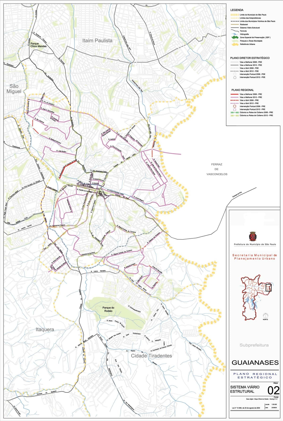 Mapa de Guaianases São Paulo - Carreteres