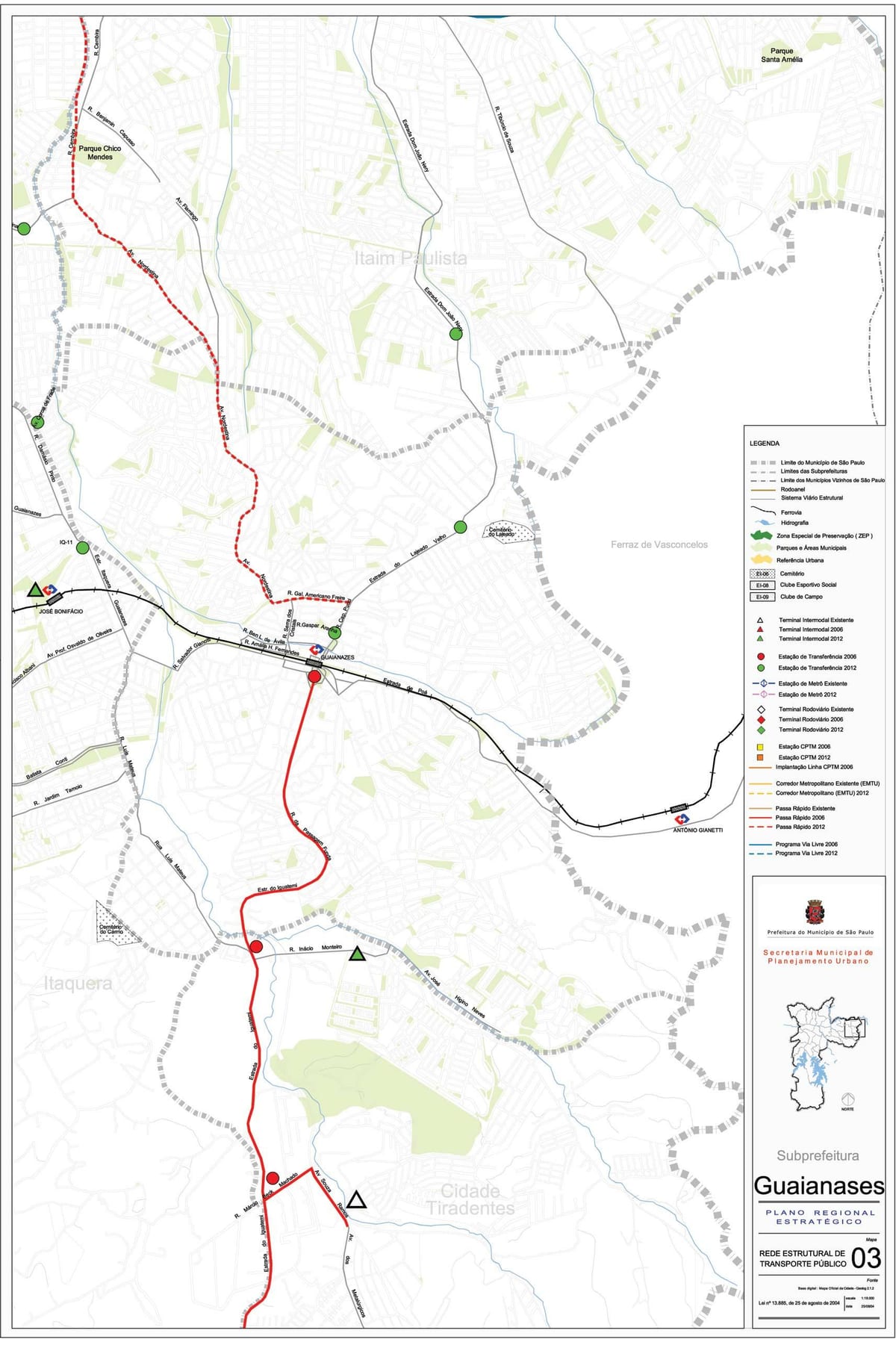 Mapa de Guaianases São Paulo - transport Públic