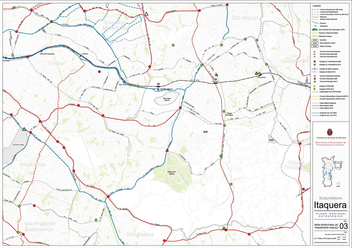 Mapa de Itaquera São Paulo - transport Públic