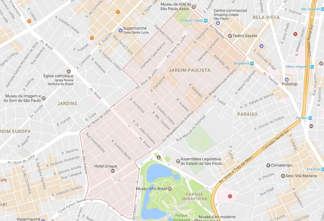 Mapa de Jardim Paulista de São Paulo