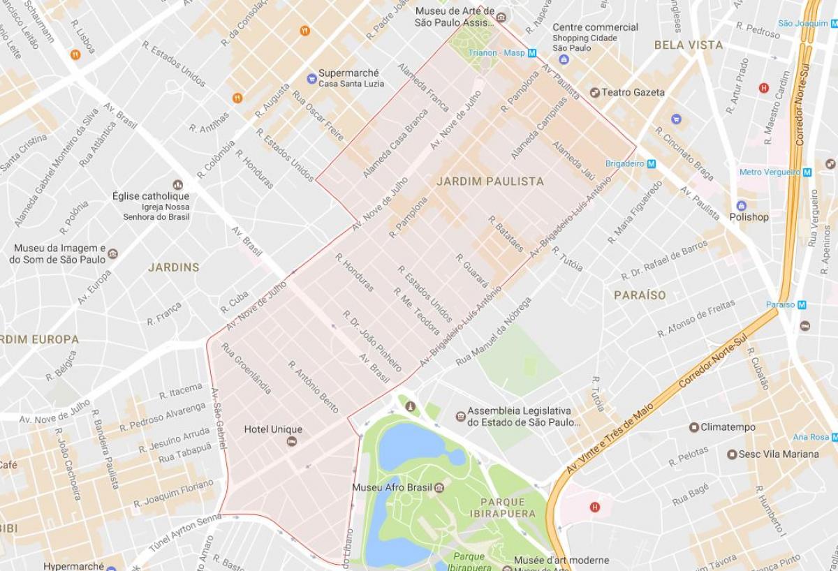 Mapa de Jardim Paulista de São Paulo