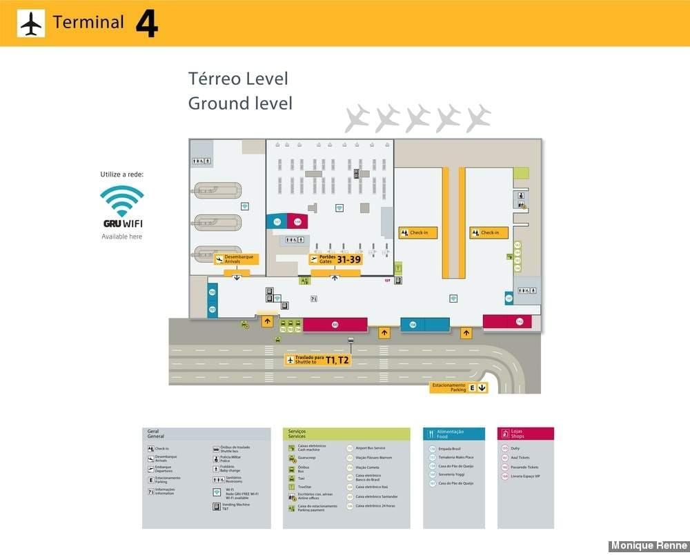 Mapa de l'aeroport internacional de São Paulo-Guarulhos - Terminal 4