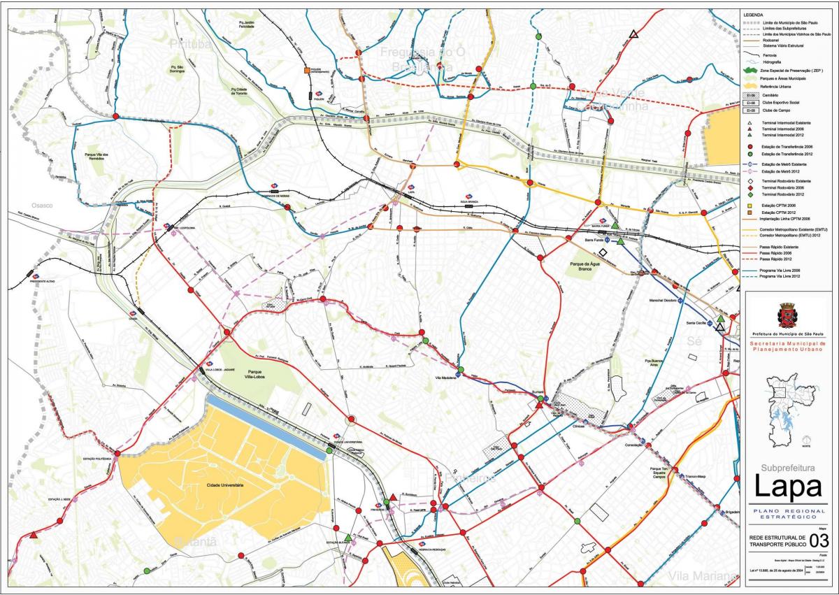 Mapa de Lapa São Paulo - transport Públic