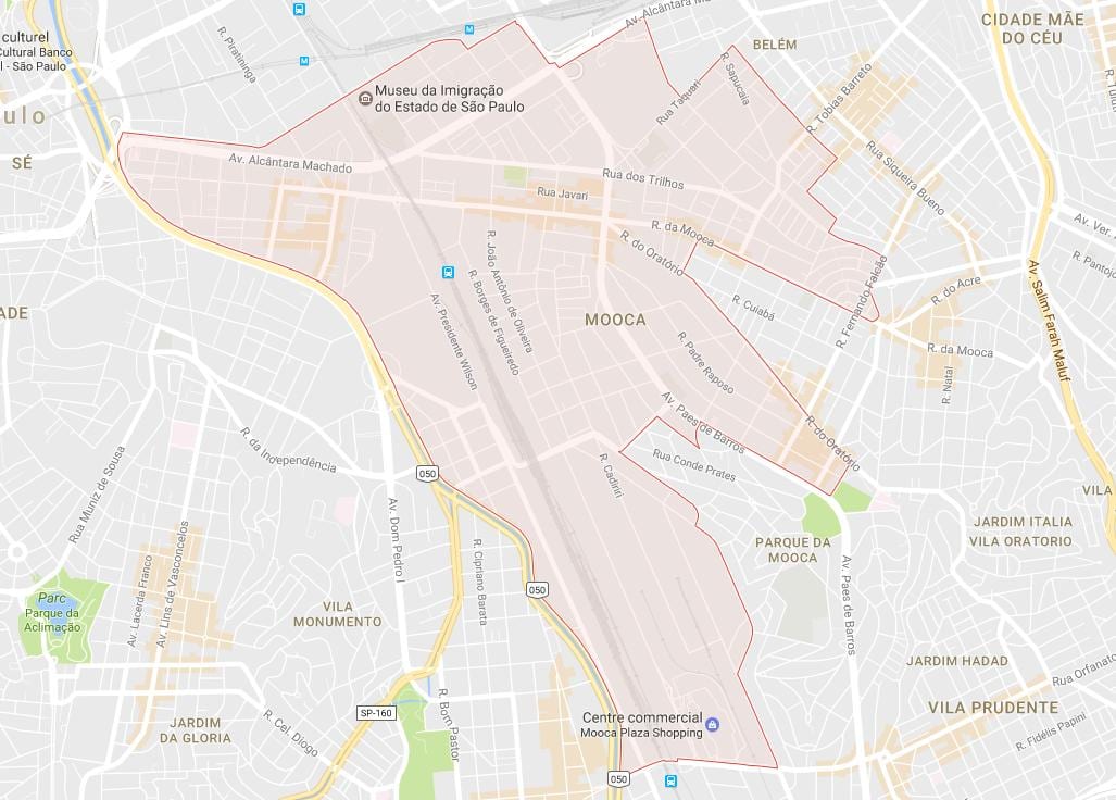 Mapa de la Mooca de São Paulo