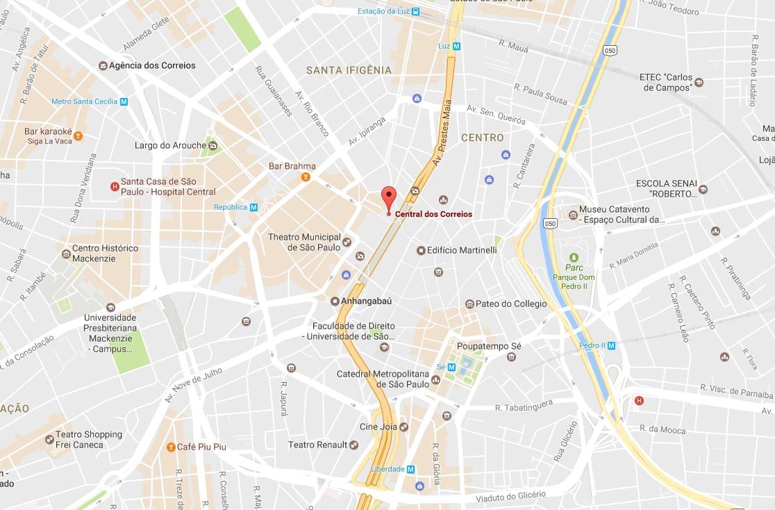 Mapa de Palácio dos Correios São Paulo