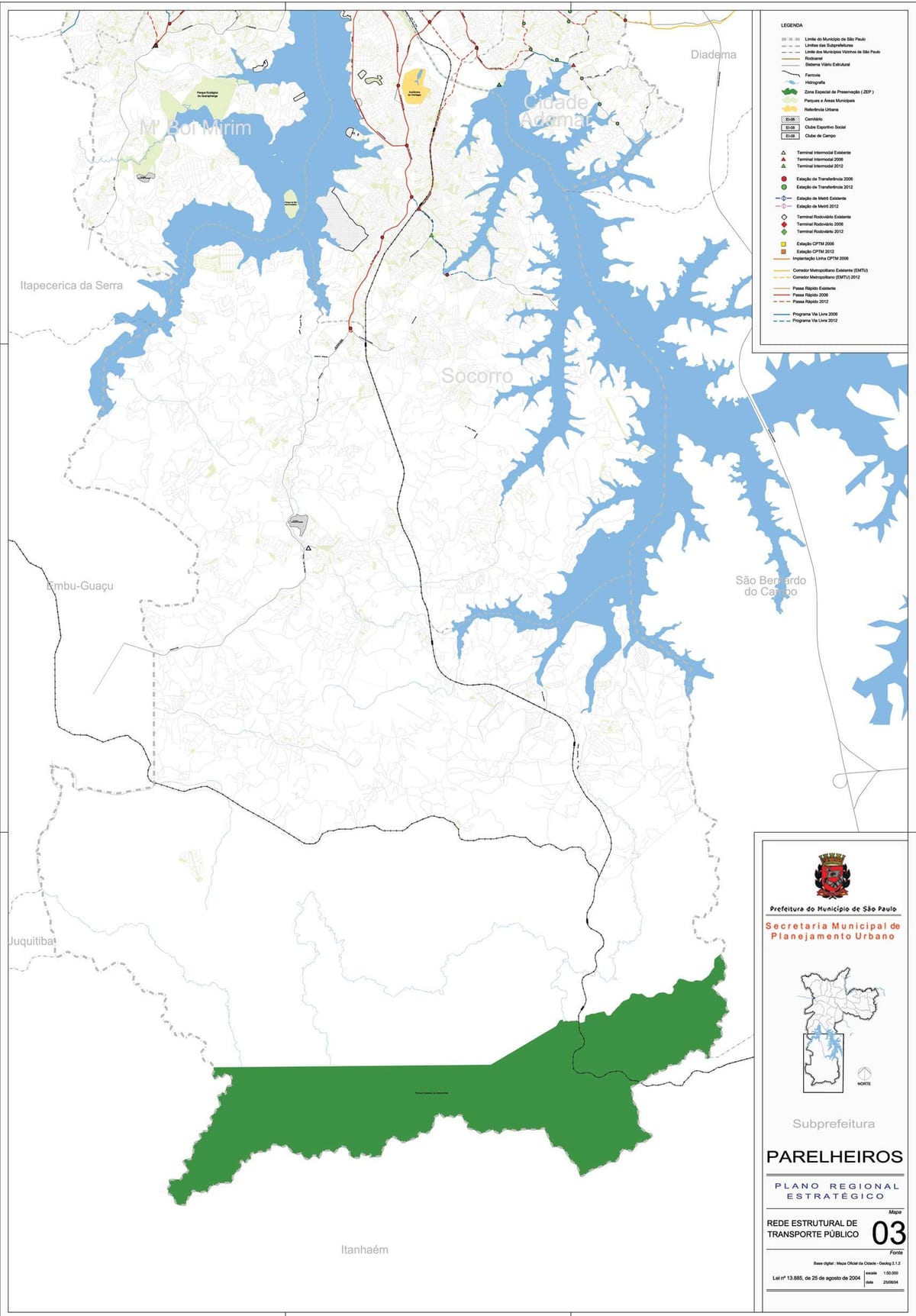 Mapa de Parelheiros São Paulo - transport Públic