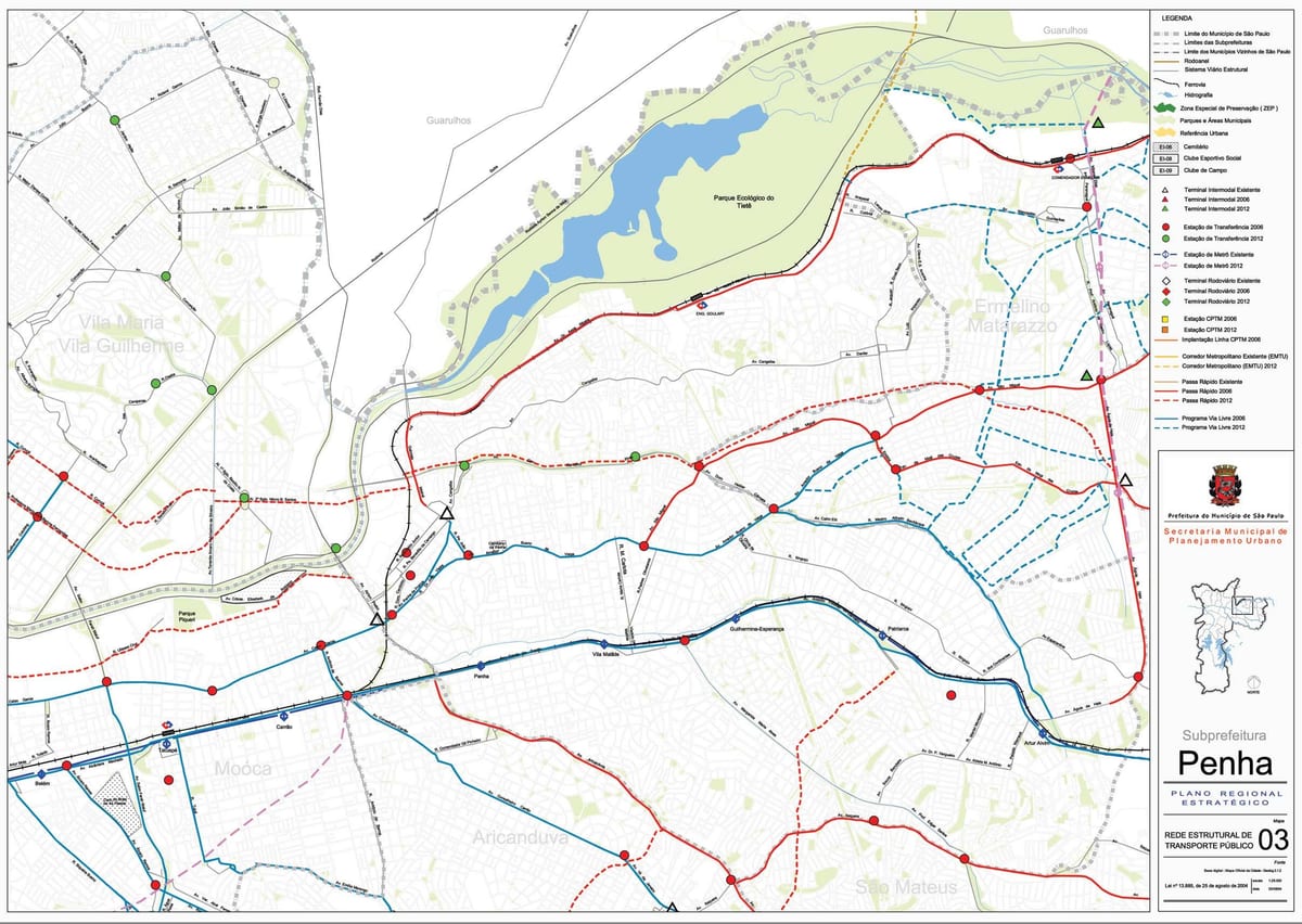 Mapa de Penha de São Paulo - transport Públic