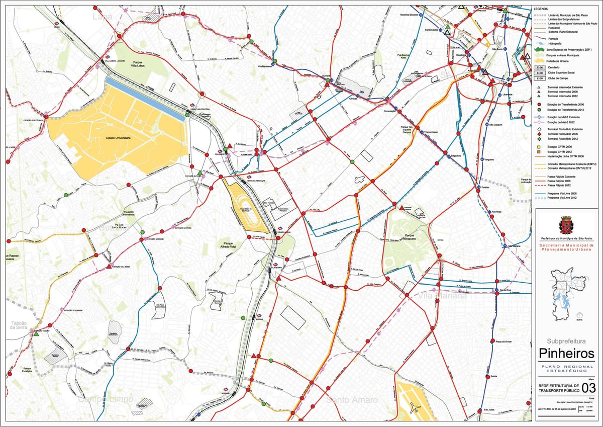 Mapa de Pinheiros São Paulo - transport Públic