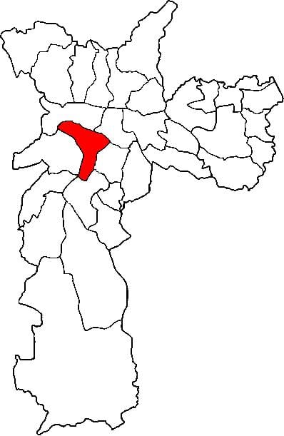 Mapa de Pinheiros sots-prefectura de São Paulo