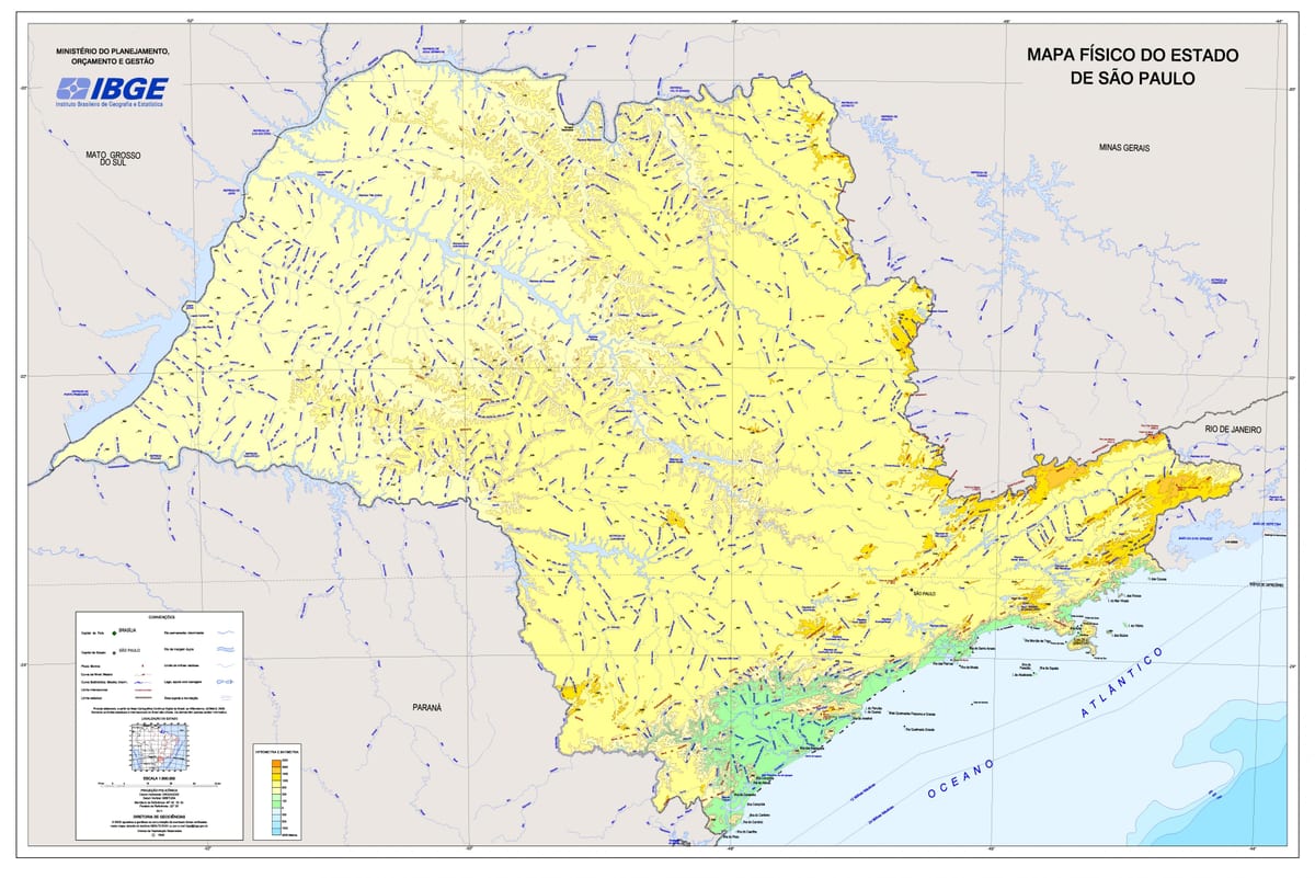Mapa de relleu de São Paulo